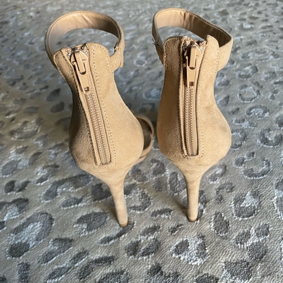 Nude Faux Suede Ankle Strap Stiletto High Heels Size 8 - Picture 5 of 6